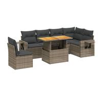 Goldonion Set Divani da Giardino 7 pz con Cuscini Grigio in Polyrattan | Tavolino con alzata regolabile, Design modulare, Rivestimenti sfoderabili e lavabili, Resistente ai raggi UV