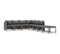 Goldonion Set Divani da Giardino 8 pz con Cuscini in Polyrattan Grigio | Modulare, Acciaio Verniciato a Polvere, Cuscini Lavabili, Poggiapiedi Come Tavolino