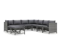 Goldonion Set Divani da Giardino 9 pz con Cuscini in Polyrattan Grigio | Modulare, Acciaio Verniciato a Polvere, Cuscini Lavabili, Poggiapiedi Raddoppia Come Tavolino