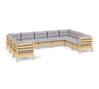 Goldonion Set Divani Giardino 9 Pezzi con Cuscini Grigi | Legno Massello di Pino, Modulare, 110 kg per Seduta, Assemblaggio Richiesto