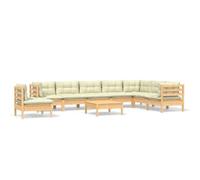 Goldonion Set Divani Giardino 9 Pezzi, Legno Pino con Cuscini Crema | Modulare, Resistente, 110 kg per Posto, 3 Angolari, 5 Centrali, 1 Poggiapiedi