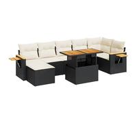 Goldonion Set Divani Giardino Polyrattan Nero 8 Pezzi con Cuscini | Modulare, Con Tavolino Laterale, Sedute Con Contenitore Impermeabile, Rivestimenti Lavabili