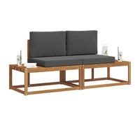 Goldonion Set Divani Outdoor 2 Pezzi con Cuscino Naturale | Legno Ingegnerizzato, Design Rettangolare, Adatto a Giardino, Patio, Piscina