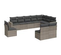 Goldonion Set Divano da Giardino 10 pz con Cuscini Grigio in Polyrattan | Modulare, Lavabile, Resistente Agenti Atmosferici, Perfetto per Patio e Terrazzo