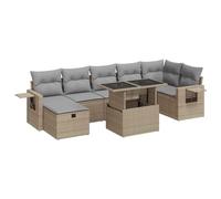 Goldonion Set Divano da Giardino 8 Pezzi con Cuscini Beige | Polyrattan Resistente, Design Modulare, Contenitore Impermeabile, Tavolino Laterale, Lavabile