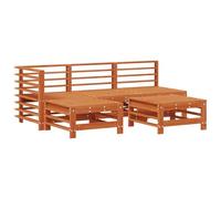 Goldonion Set Lounge da Giardino 5 pz Marrone Cera | Legno Massello di Pino, Design Modulare, Gambe Quadrate, per Terrazza e Giardino