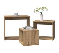 Goldonion Tavolini Impilabili 3 Pezzi Rovere Artigianale | Materiale truciolato stabile, design a incastro, tavolo grande 55x30x50 cm, medio 44x30x39 cm, piccolo 34x30x28 cm