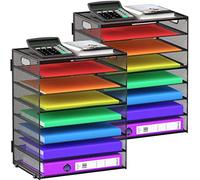 GoldOrcle Confezione da 2 organizer per lettere a 8 livelli con maniglie, in rete da scrivania per archiviazione archiviazione per casa, scuola, classe e ufficio