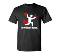 GOLDROAST I Tried It At Home Science Project Funny - Cotton Crew Neck Unisex Short Sleeve T-Shirt XL