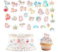 GoldRock 80 Decorazioni per Torte a Forma di Unicorno Commestibili - per Compleanno, Ragazza, Muffin - Decorazione per Torte