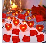 GoldRock Catena luminosa a LED con 1000 petali di rosa, coriandoli, 2 m, 20 LED, a forma di cuore, a forma di cuore, per regali, San Valentino, matrimonio