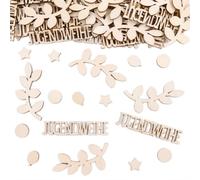 GoldRock Coriandoli decorativi in legno, grandi 1,5 - 6,9 cm, decorazione per la festa della gioventù, 100 pezzi, eucalipto, decorazione da tavolo per la festa della gioventù, per la festa della
