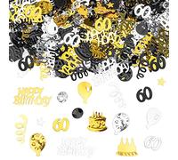 GoldRock Coriandoli per 60° compleanno, circa 500 pezzi, decorazione per compleanno, 60° decorazione da tavolo, coriandoli oro argento nero, coriandoli con glitter per matrimonio