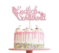 GoldRock Decorazione per torta originale glitterata per l'inizio della scuola, per bambini e bambine, per l'inizio della scuola, per l'inizio della scuola, colore rosa