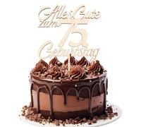 GoldRock Decorazione per torte in legno per 75 compleanno, uomo e donna, decorazione per torta 75 compleanno, decorazione per 75 compleanni, 75 anni