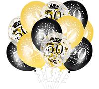 GoldRock Palloncini 50° compleanno 15 pezzi 50° compleanno decorazione Happy Birthday 50 decorazione 50° compleanno uomo donna palloncini compleanno 50 anni per feste tavolo decorazione (nero oro)
