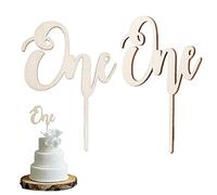 GoldRock Topper per torta per il 1° compleanno, 2 pezzi Cake Topper One, decorazione per torta in legno, Wild One Cake Topper, una decorazione di compleanno