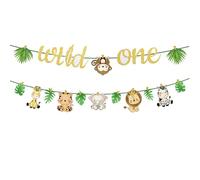 GoldRock Wild One - Ghirlanda di animali, decorazione giungla per il 1° compleanno, ragazzo e ragazza, primo compleanno con tema Safari