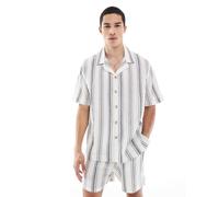 Goldsboro - Camicia bianca a righe nere con rever-Multicolore M