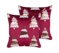 GOLDSPRUCE Set di 2 cuscini Modello natalizio Rosso 45 x 45 cm Velluto