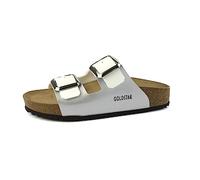 GoldStar Ciabatta donna modello GS1571QL Doppia Fascia Plantare Anatomico Pelle Soft (Argento, numeric_37)
