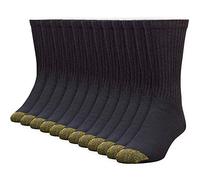 GOLDTOE Men's 656S Cotton Crew Athletic Socks, Multipairs, Black (12-Pairs), Large
