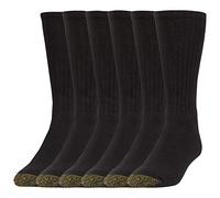 GOLDTOE Men's Harrington Crew Socks, Multipairs, Black (6-Pairs), X-Large