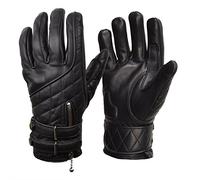 Goldtop trapuntato Cafe Guanti Moto Race in pelle con Black Trim (L - 8.5 ")