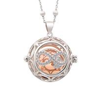 Goldway Chiama Angeli Collana Gravidanza Ciondolo Sonoro Sfera Infinito Acciaio e Lega di Bronzo Placcato in Oro Bianco Regalo Donna Ragazza