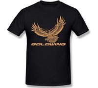 Goldwing Retro Classic Casual Tee Workout Sports Pullover Men's Crewneck T-Shirt Short Sleeve Top Unisex Pure Cotton Tee Black L