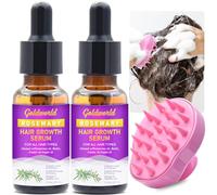 GoldWorld Siero Crescita Capillare Rosmarino Confezione Da 2 Con Massaggiatore In Pelle Capelluto - Biotina, Olio Di Argan E Olio Di Ricino Per Dimagrante, Secco, Capelli Danneggiati - Tratta