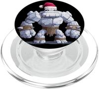 Golem di pietra forte con muscoli e cappello da Babbo Natale PopSockets PopGrip per MagSafe