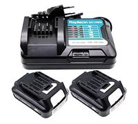 Golem-power BL1021B (BL1016) BL1041B Batteria agli ioni di litio per Makita Tool DF031D DF0331D TD110D JR103D JR105D HSS01D HP332D DC10SB DC10WA MP100DZ, da 12 V e 2 Ah, 197339-1 (2 BL1021B + caricatore) (versione in lingua italiana non garantita)