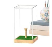 Golf Ball Display Stand - Transparent Acrylic Case, Single Golf Ball Holder Showcase with Wooden Base and tee | Dust-Proof Transparent Acrylic Box for Souvenir Balls Collection, Shelf Display