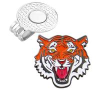 Golf Ball Marker Hat Clip - Creative Tiger Design Marker Clip, Magnetic Ball Holder, Metal Hat Clips For Golfers | Removable Strong Magnet Golf Accessory For Men Women, Novelty Gift, Securely Holds