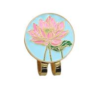 Golf Ball Marker, Magnetic Hat Clip, 1.26x1.02 Inches, Flower Pattern Design, Lightweight Metal Build, Attachment Style, Great for Course Games, Club Events, Player, Tournament Use