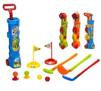 Golf Bambini Set Gioco Sacca con Ruote Trolley 3 Mazze 4 Palline 2 Buche con Bandierina 2 Tee Shot Gioco Golf Giochi Bambini Interno Esterno Giochi da Giardino Golf Giochi All'Aperto Set Mini Golf (a)
