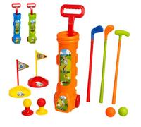 Golf Bambini Set Gioco Sacca con Ruote Trolley 3 Mazze 4 Palline 2 Buche con Bandierina 2 Tee Shot Gioco Golf Giochi Bambini Interno Esterno Giochi da Giardino Golf Giochi All'Aperto Set Mini Golf (b)