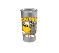 Golf Chick Cartoon Funny Chicks with Sticks Bicchiere termico in acciaio inox doppia parete