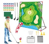 Golf Chipping Game - 54 x 54 Inches Practice Target Mat, Interactive Shot Accuracy Trainer, Portable Challenge Play Set, Competitive Swing Training Accessory With Stand For Backyard Yard Home Sports