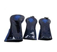 Golf Club Head Cover PU Leather Set, 3 Pcs Blue, Driver and Putter Protector - Waterproof Soft Material, Adjustable Fit, Durable and Lightweight