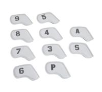Golf Club Head Cover, Set 10 Pezzi, Bianco, Protezione in PU - Protezione Resistente, Design Elegante, Per Golf Iron Club (Grigio argento)