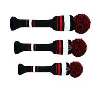 Golf Club Head Covers - 3 Pack Knitted Wood Protectors | Elastic Striped Se