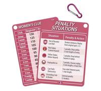 Golf Club Range Chart Card per donne, 11,9 x 8,9 cm | PVC impermeabile rosa; stampa grande per golfisti donne, attacco moschettone per corso, gamma e guida di riferimento rapida