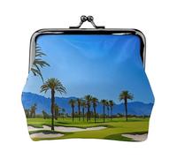 Golf Course by The Sea Stampa Doppia Chiusura Telaio in Metallo Pelle Kiss Lock Change Pouch Portafoglio per Donna con Chiavi, Piccoli Portafogli, Nero , Taglia unica