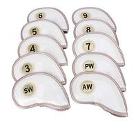 Golf Iron Head Cover, Durable PU Waterproof Golf Head Protector Bag, Scratch Resistant Sturdy Club Cover with Secure Fit for Men Women Juniors, Set of 10 in White or Blue (Bianca)