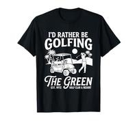 Golf Lover Vintage Golf Cart Swing Scena Fairway Weekend Maglietta