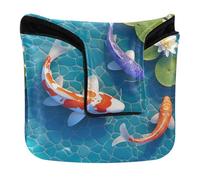 Golf Mallet Putter Copertura Della Testa Magnetica 3D Colorato Kois Pesce Ninfea Golf Putter Coprimazza per Mazzuole e Piazza Cuoio DELL'UNITÀ elaborazione fundas para Maderas de Golf