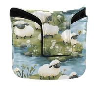 Golf Putter Mallet Testa Cover Magnetica Snap Golf Regali per Uomini e Donne PU Pelle Impermeabile Cartoon Sheep A River