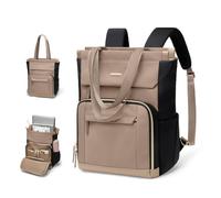 GOLF QUALITY Zaino Donna 16 Pollici Antifurto, Computer Backpack Porta PC Impermeabile per Laptop, Viaggi, Docente, Ufficio, Scuola, Marrone